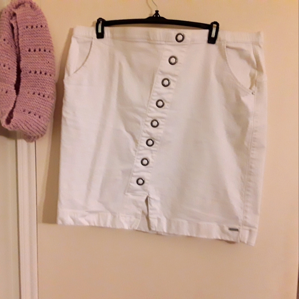 White Jean Skirt